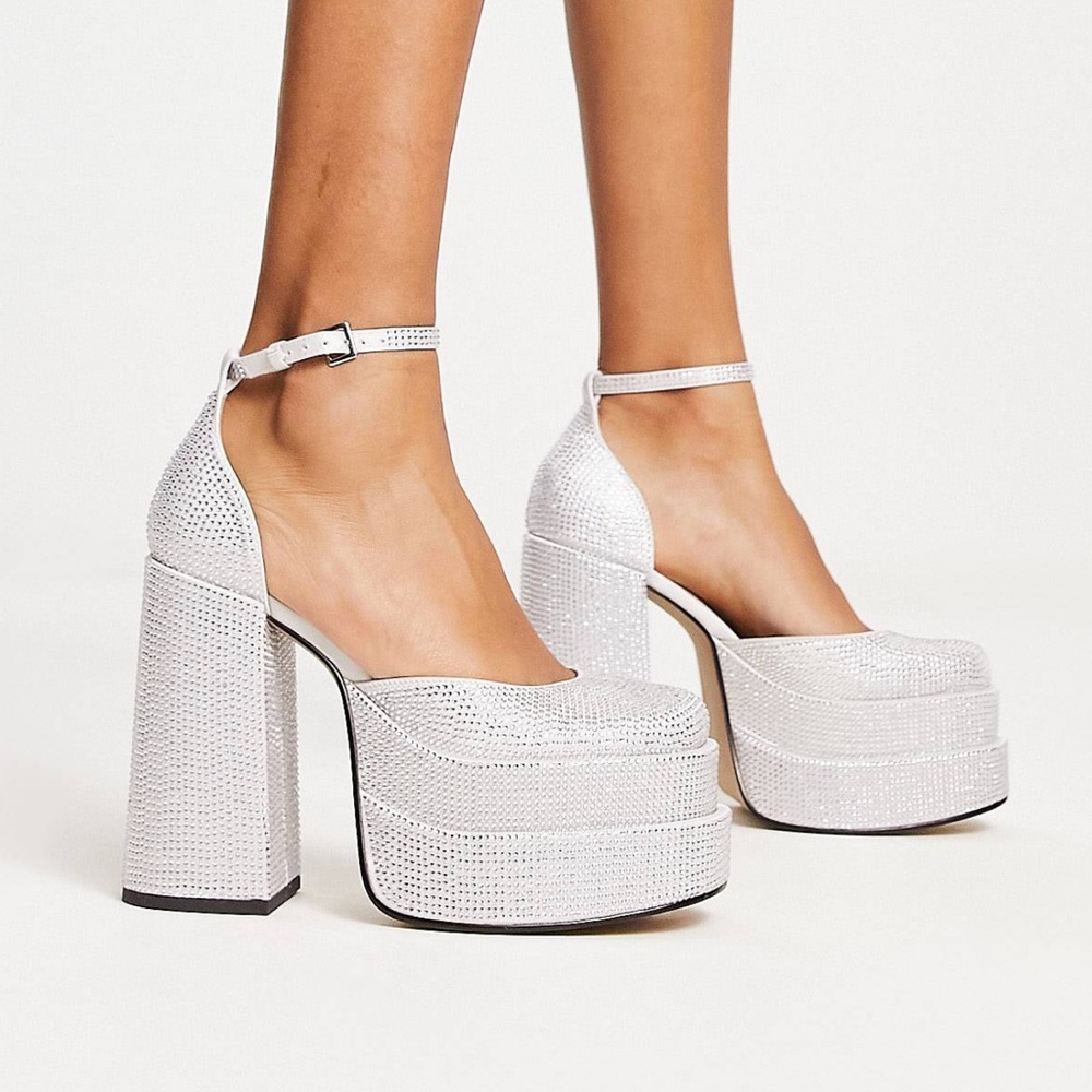 New Steve Madden Charlize double platform shoes in crystal size 6.5 rhinestone